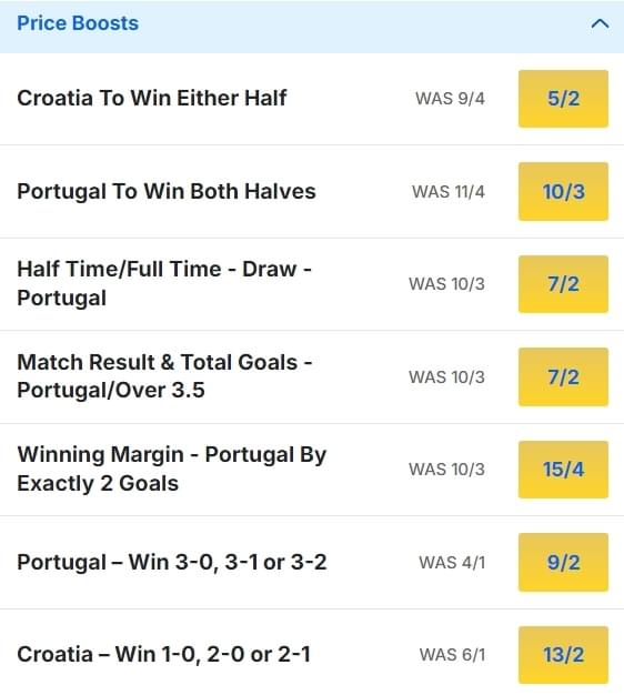 Portugal v Croatia Odds Price Boosts UEFA Nations League Portugal v Croatia Odds Price Boosts UEFA Nations League