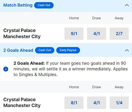 Crystal Palace v Man City Betting Odds Premier League 2023 24 Crystal Palace v Man City Betting Odds Premier League 2023 24