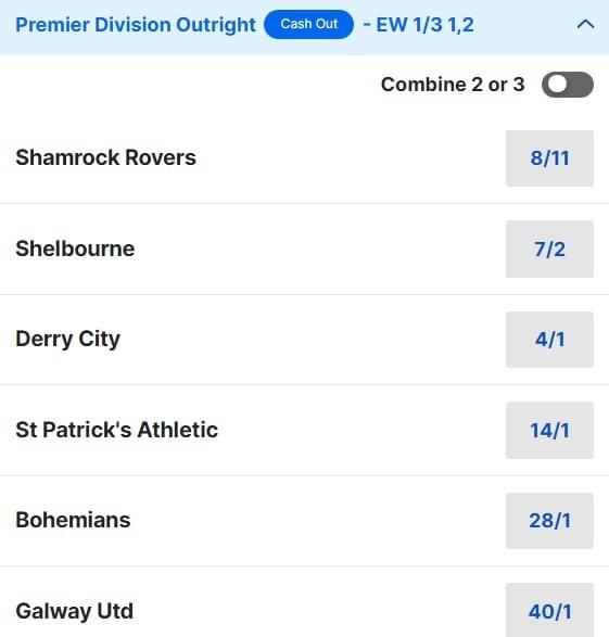 League of Ireland Odds Premier Division League of Ireland Odds Premier Division