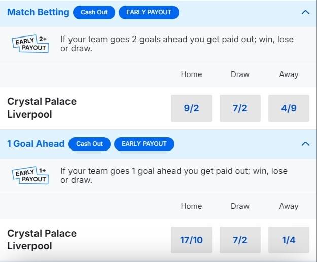 Crystal Palace v Liverpool Betting Odds Premier League 2024 25 Crystal Palace v Liverpool Betting Odds Premier League 2024 25