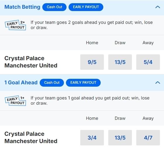 Crystal Palace v Man United Betting Odds Premier League 2024 25 Crystal Palace v Man United Betting Odds Premier League 2024 25