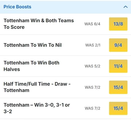 Tottenham v West Ham Odds Price Boosts Premier League 2024 25 Tottenham v West Ham Odds Price Boosts Premier League 2024 25