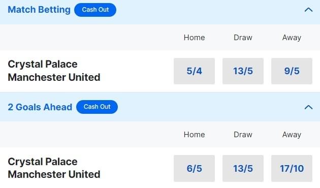 Crystal Palace v Man United Betting Odds Premier League 2023 24 Crystal Palace v Man United Betting Odds Premier League 2023 24