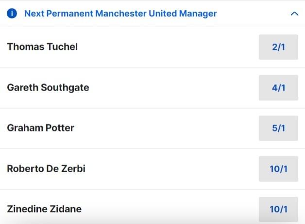 Next Man United Manager Odds 3 Next Man United Manager Odds 3