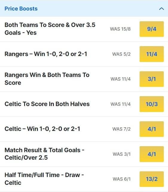 Rangers v Celtic Odds Price Boosts SPL 2023 24 Rangers v Celtic Odds Price Boosts SPL 2023 24
