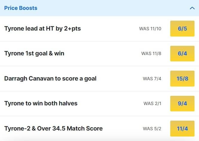 Cork v Tyone Odds Price Boosts All Ireland Groups 2024 Cork v Tyone Odds Price Boosts All Ireland Groups 2024