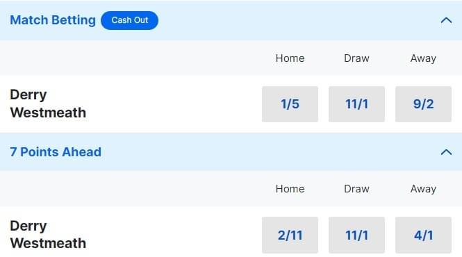 Derry v Westmeath Betting Odds All Ireland Groups Derry v Westmeath Betting Odds All Ireland Groups