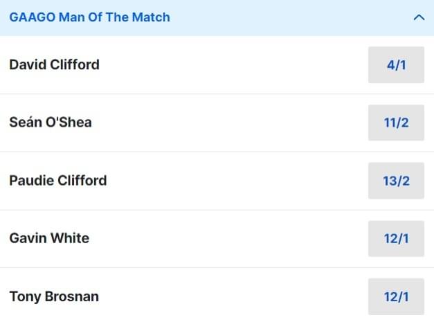 Kerry v Monaghan Man of the Match Odds 2024 All Ireland Groups Kerry v Monaghan Man of the Match Odds 2024 All Ireland Groups