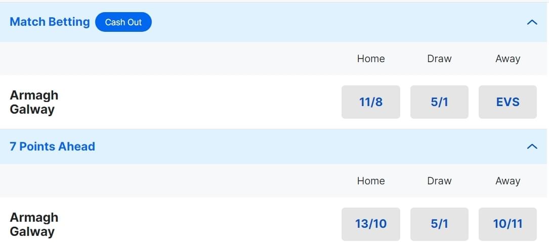 Armagh v Galway Betting Odds 2024 All Ireland Football Final Armagh v Galway Betting Odds 2024 All Ireland Football Final