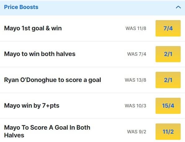 Roscommon v Mayo Odds Price Boosts Connacht Championship Semi final 2024 Roscommon v Mayo Odds Price Boosts Connacht Championship Semi final 2024
