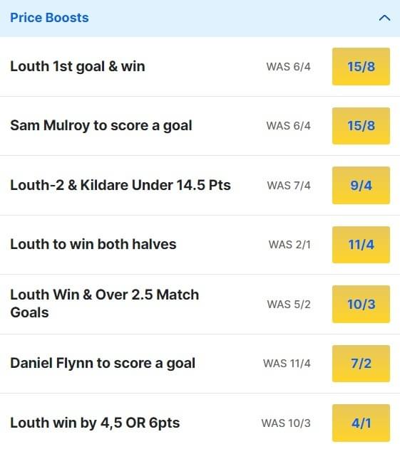 Kildare v Louth Odds Price Boosts - 2024 Allianz Football League Division 2