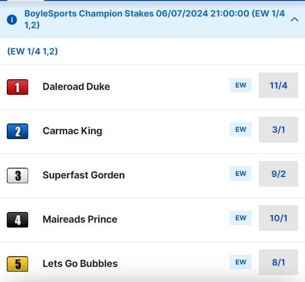 2024 Boyle Sports Champion Stakes Final Betting Odds 2024 Boyle Sports Champion Stakes Final Betting Odds