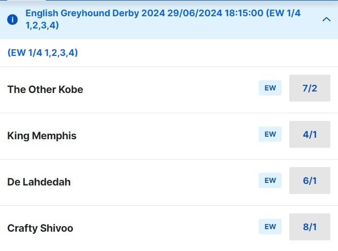 2024 English Greyhound Derby Odds 2024 English Greyhound Derby Odds