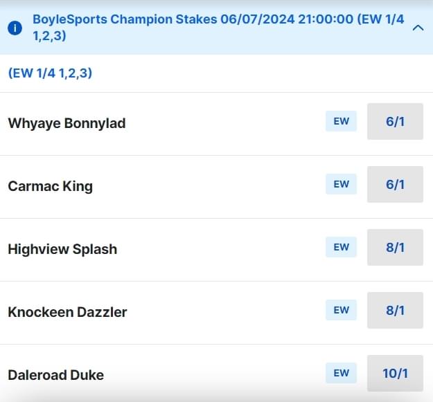 Boyle Sports Champion Stakes Betting Odds 2024 Boyle Sports Champion Stakes Betting Odds 2024