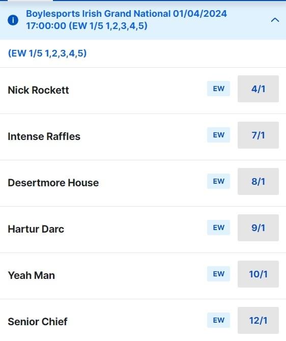 2024 Boyle Sports Irish Grand National Odds 2024 Boyle Sports Irish Grand National Odds