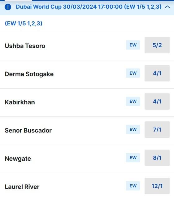 Dubai World Cup Betting Odds 2024 Dubai World Cup Betting Odds 2024