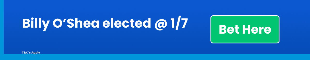 Billy O Shea Fine Gael elected Add to Betslip Billy O Shea Fine Gael elected Add to Betslip