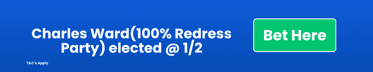 Charles Ward 100 Redress Party elected Add to Betslip Charles Ward 100 Redress Party elected Add to Betslip