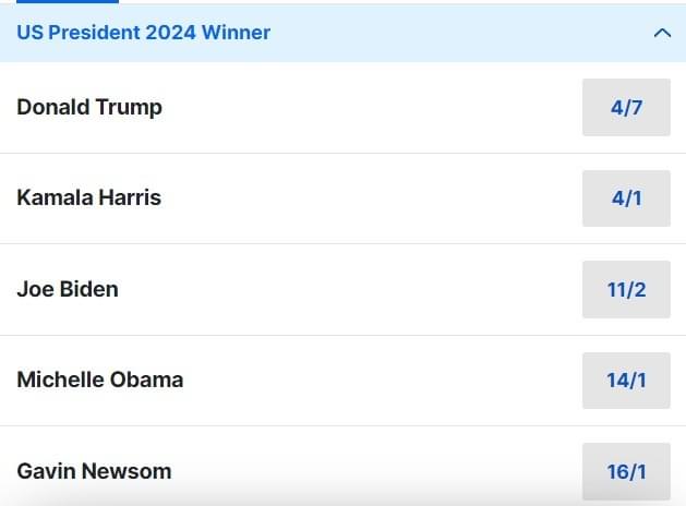 Next US President Odds Next US President Odds