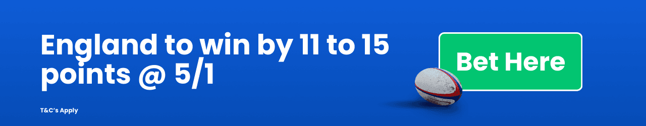 England to win by 11 to 15 points Add to betslip England to win by 11 to 15 points Add to betslip