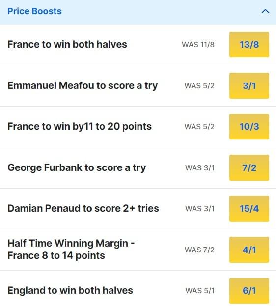 France v England Odds Price Boosts 2024 Six Nations France v England Odds Price Boosts 2024 Six Nations