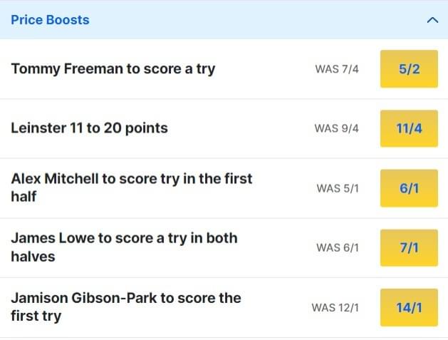 Leinster v Northampton Odds Price Boosts 2024 Champions Cup Semi Final Leinster v Northampton Odds Price Boosts 2024 Champions Cup Semi Final