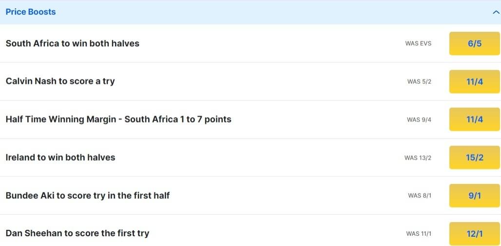 South Africa v Ireland Odds Price Boosts 2024 Summer Test Series South Africa v Ireland Odds Price Boosts 2024 Summer Test Series