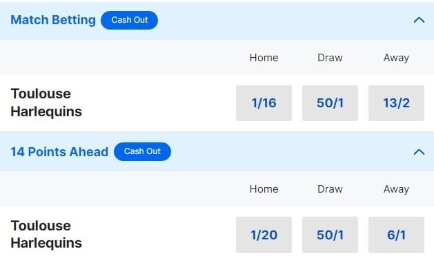 Toulouse v Harlequins Betting Odds Champions Cup semi final 2024 Toulouse v Harlequins Betting Odds Champions Cup semi final 2024