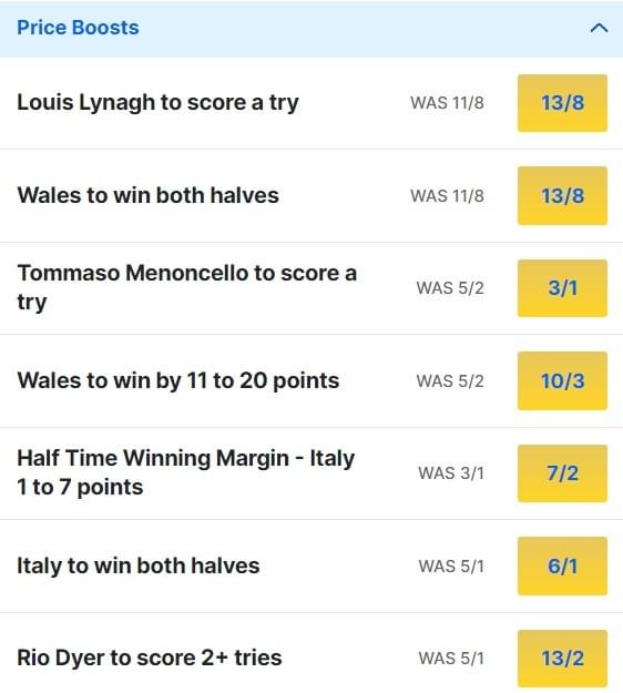 Wales v Italy Odds Price Boosts 2024 Six Nations Wales v Italy Odds Price Boosts 2024 Six Nations