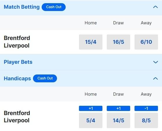 Brentford v Liverpool Betting Odds - Premier League 2023 24