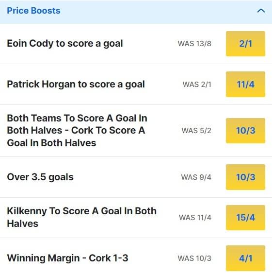 Cork v Kilkenny Betting Odds