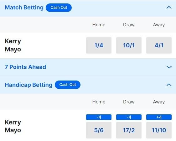 Kerry v Mayo Betting Odds - Allianz League 2024