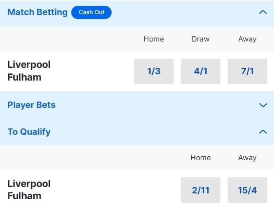 Liverpool v Fulham Betting Odds - EFL Cup Semi-final 1st Leg 2023 24