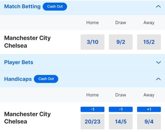 Man City v Chelsea Betting Odds - Premier League 2023 24