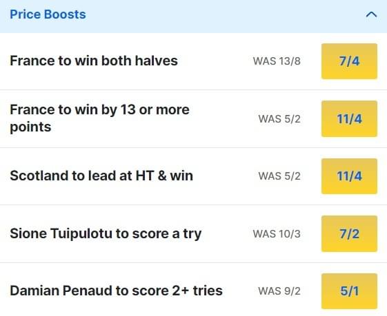Scotland v France Odds Price Boosts