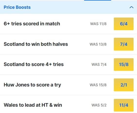Wales v Scotland Odds Price Boosts - Six Nations 2024