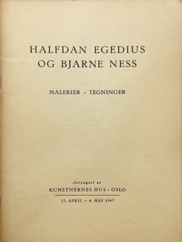 1947 Halvdan Egedius og Bjarne Ness katalogforside