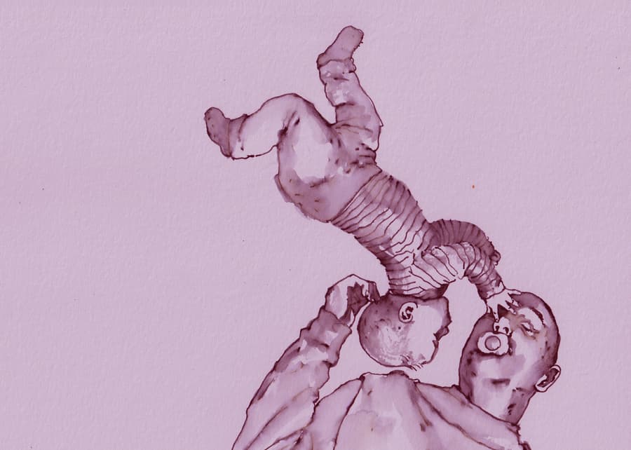 VI ER HER NA Den store babyen liggende bilde