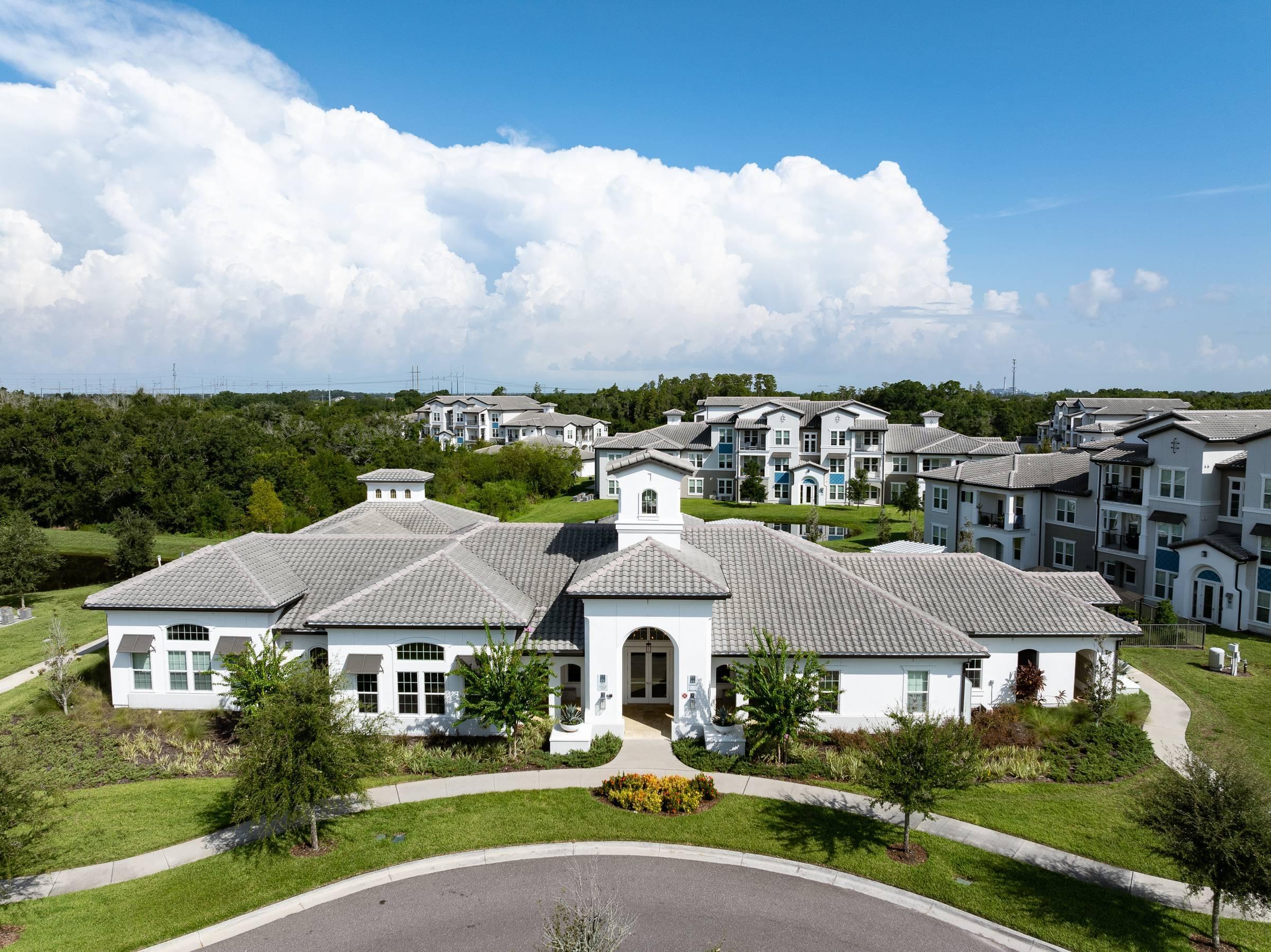 Shadetree Apartments aerial of community buildings