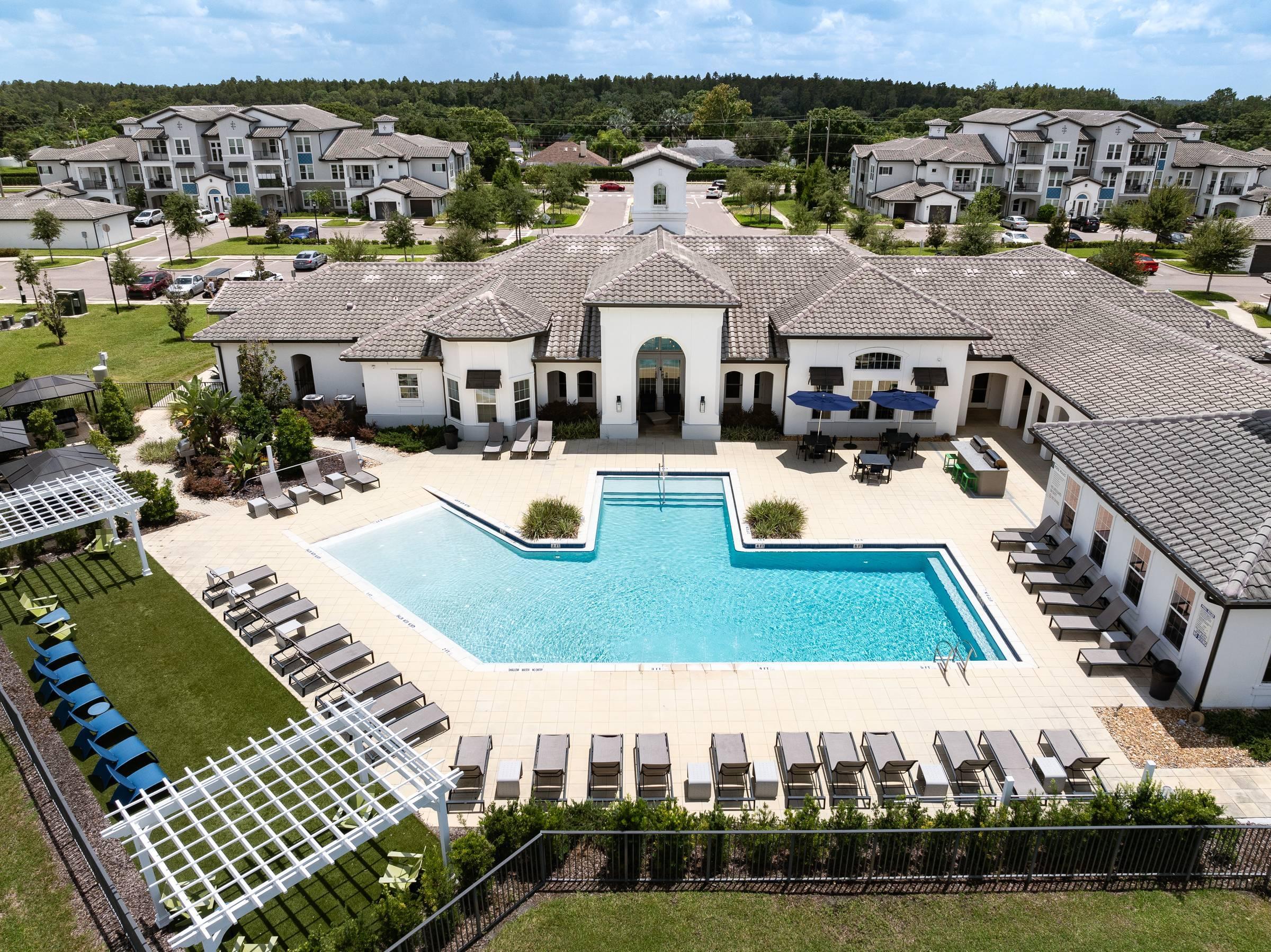 Shadetree Apartments aerial of swimming pool