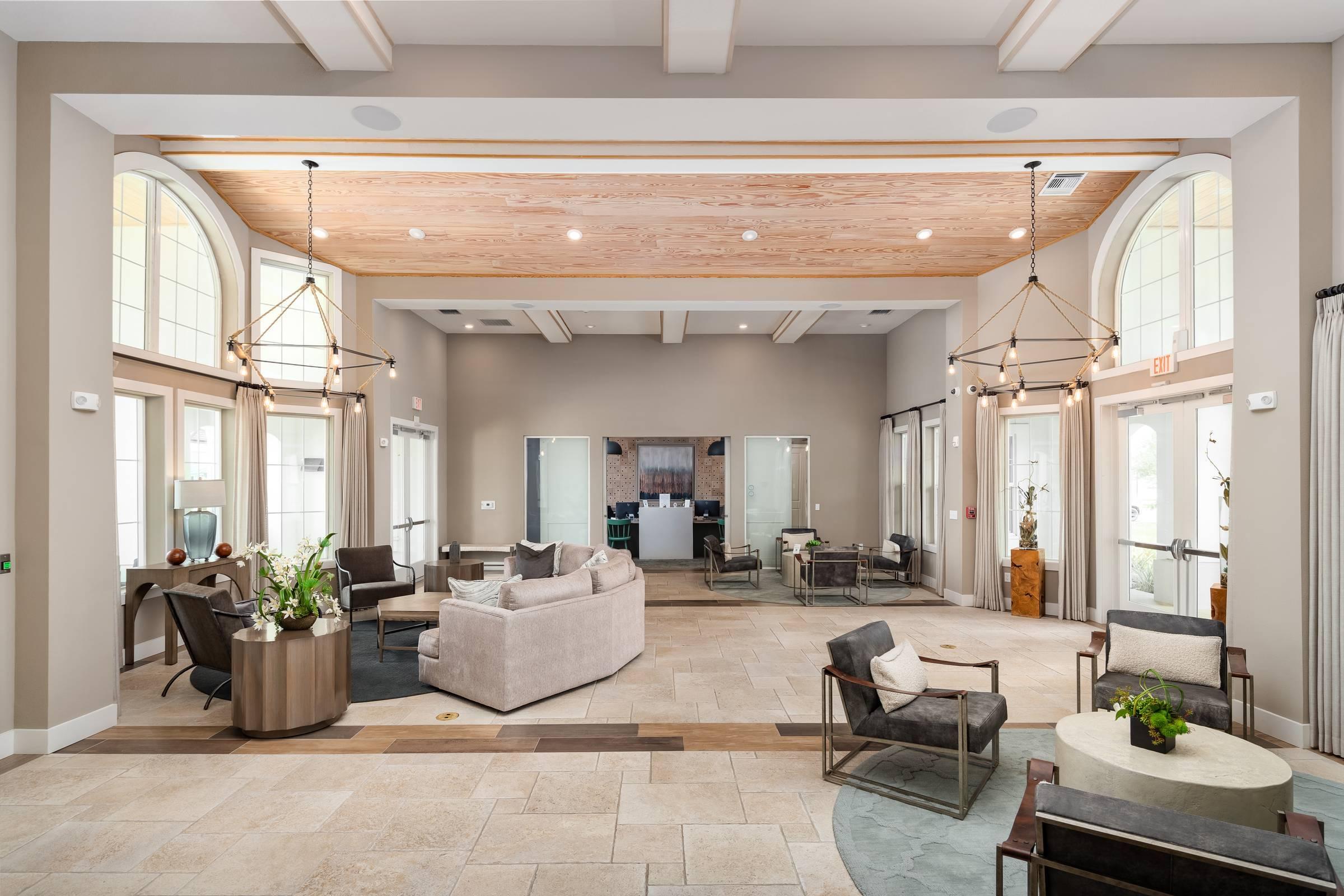 Shadetree Apartments clubhouse and lounge with beautiful and stylish furnishings and abundant natural light
