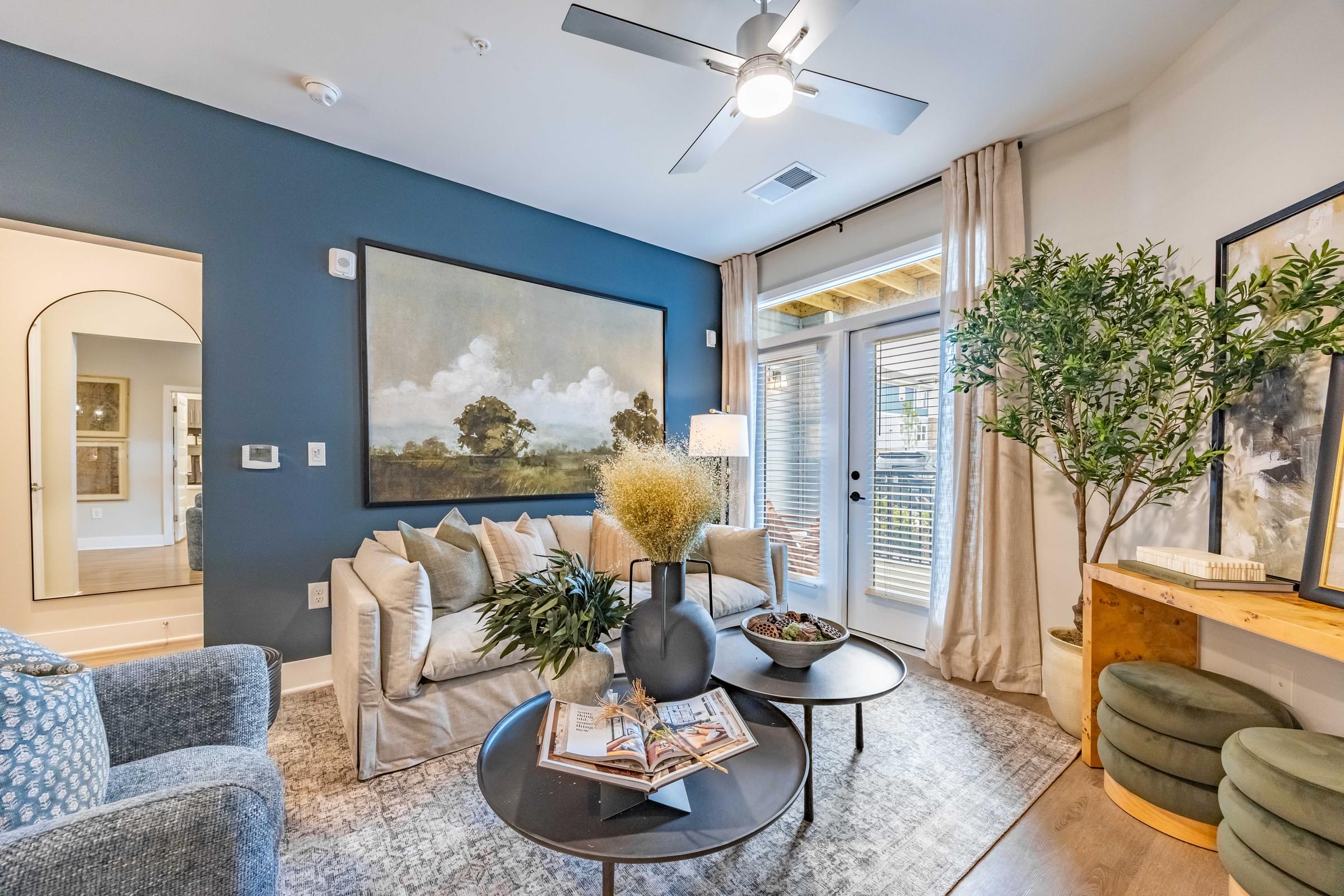 Open-Concept Living Area with Views of the Private Patio