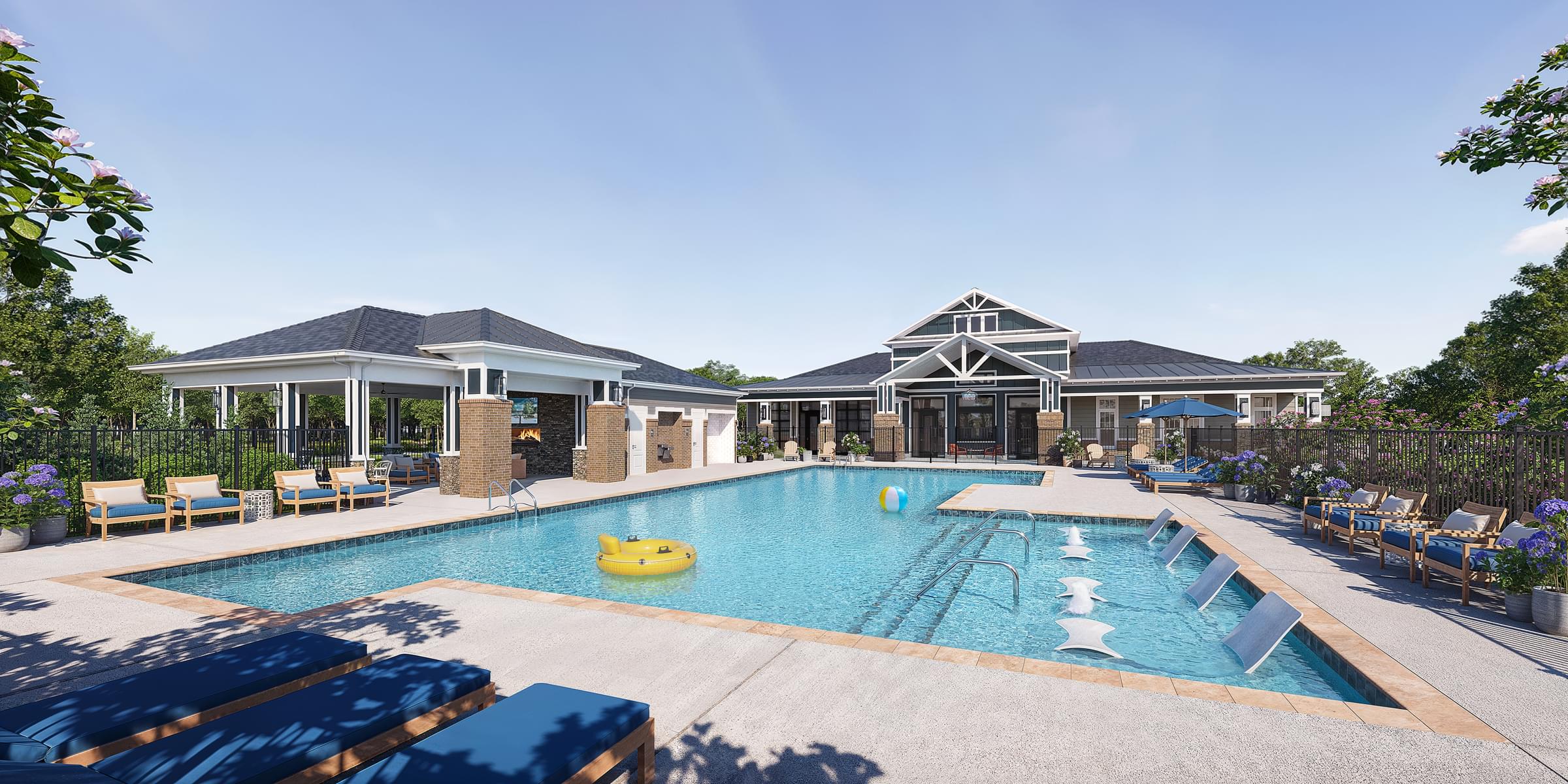 Saltwater Swimming Pool With Expansive Sundeck And Outdoor Kitchen