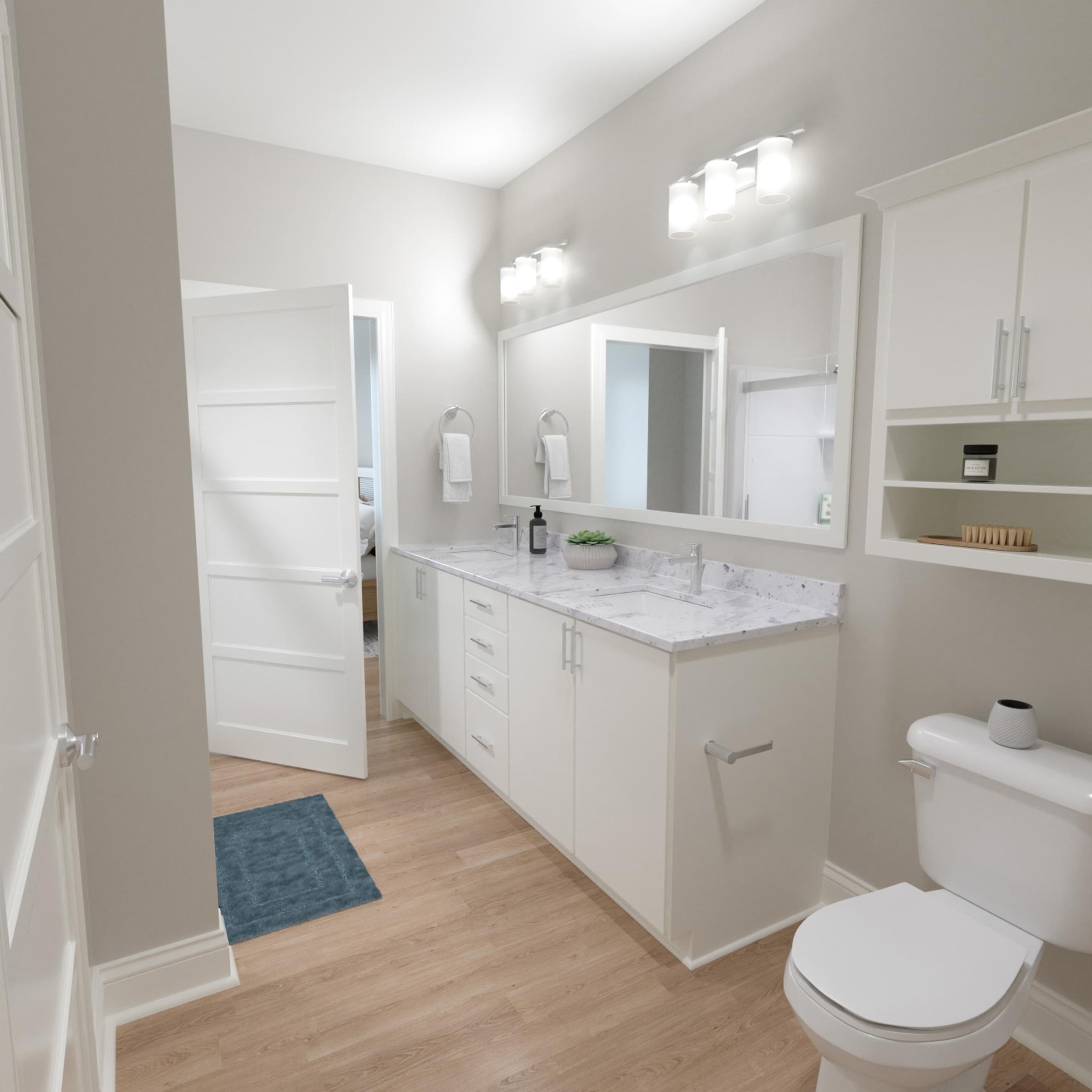 Double Vanity Bathroom With Extra Storage And Countertop Space