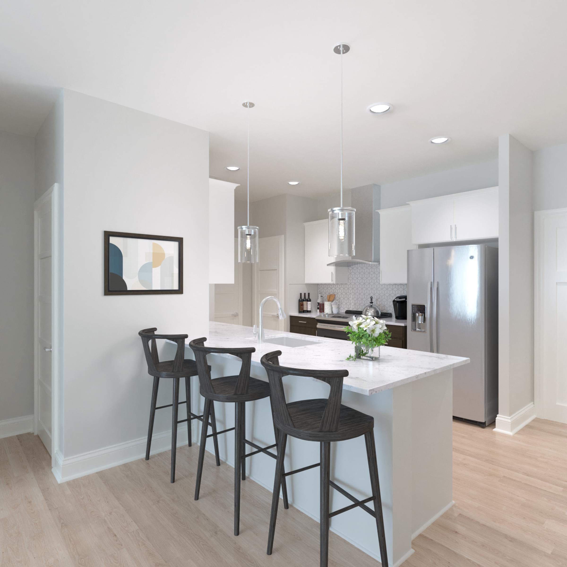 Custom Designed White Color Scheme Kitchen With Stainless Steel Appliances