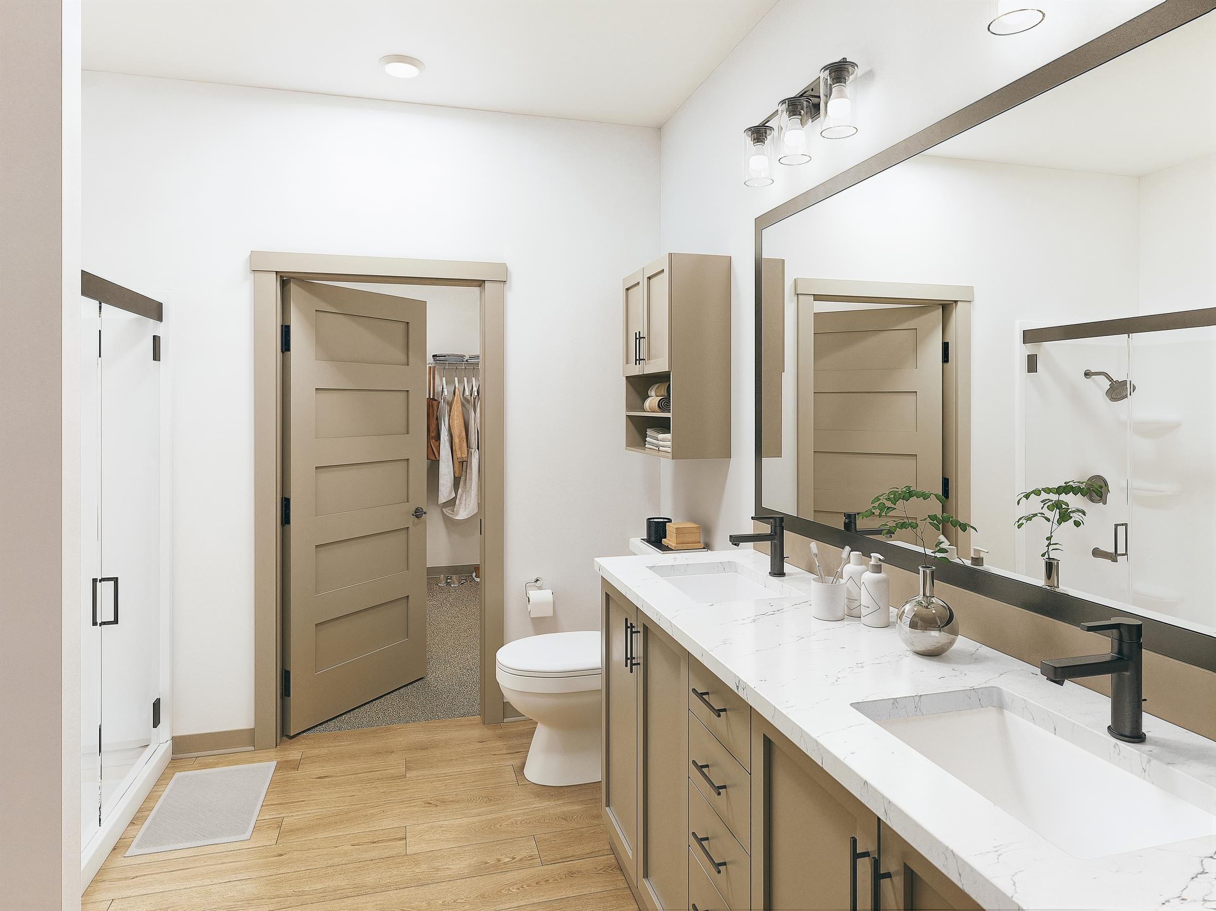 Double Vanity Bathroom With Walk-In Shower
