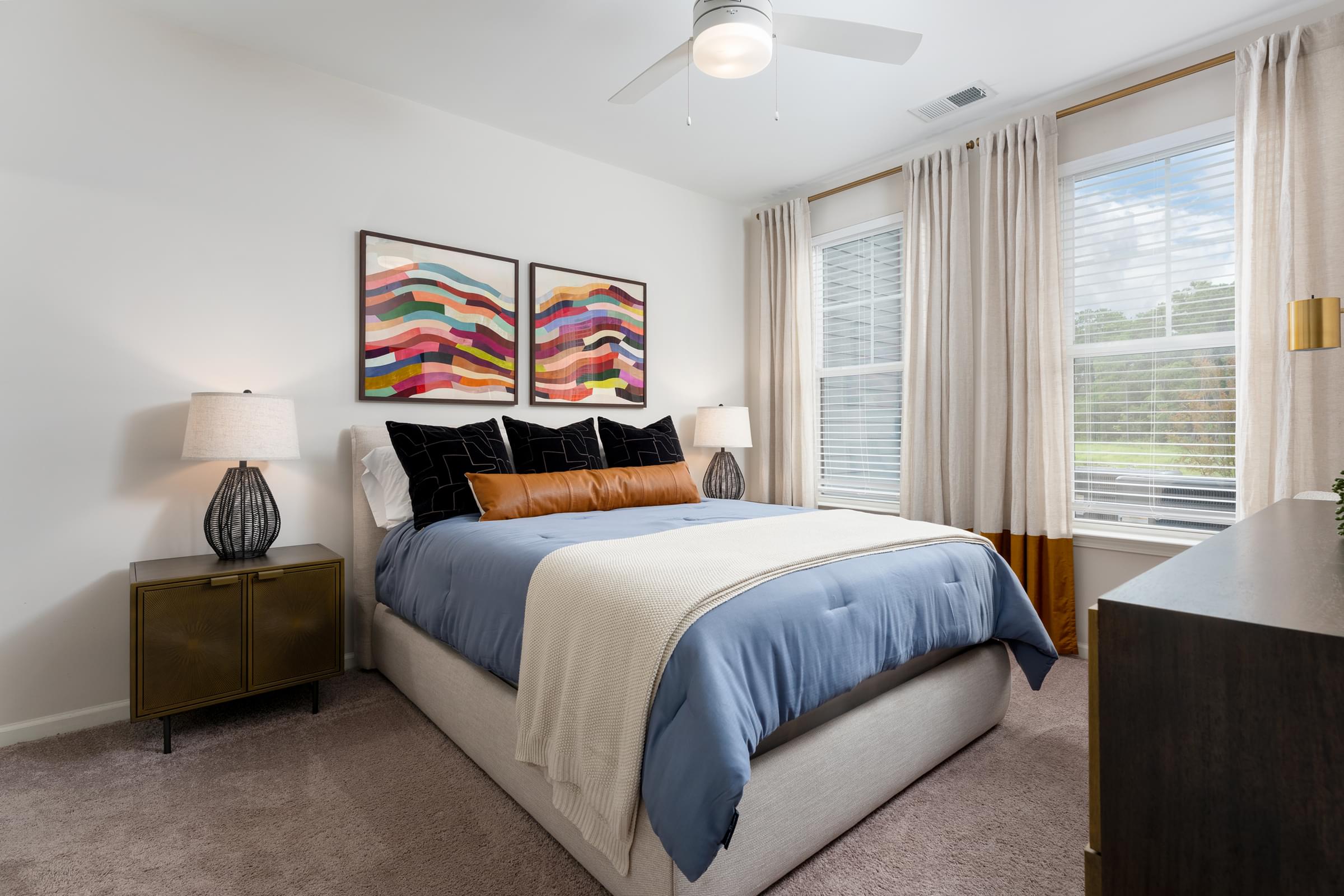 Spacious Bedrooms with Large Windows, Ceiling Fan and Walk-In Closets
