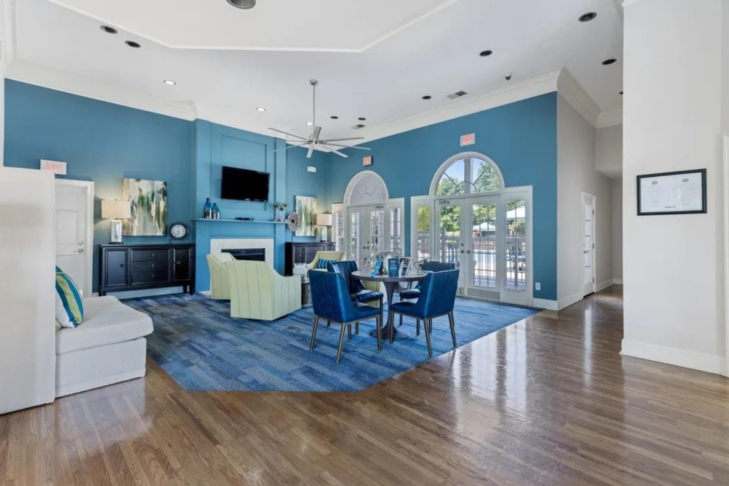 Inside the Clubhouse with a Living Area with Seating.