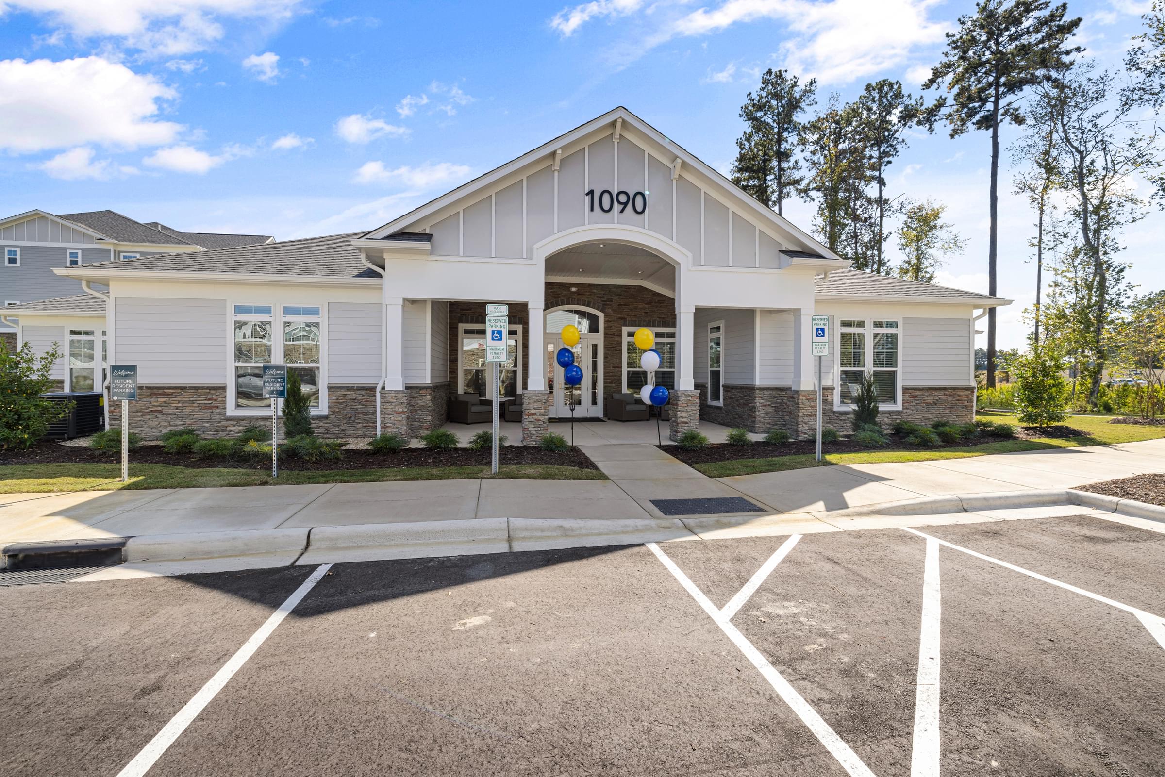 Front of the Building and the Entrance to the Clubhouse.