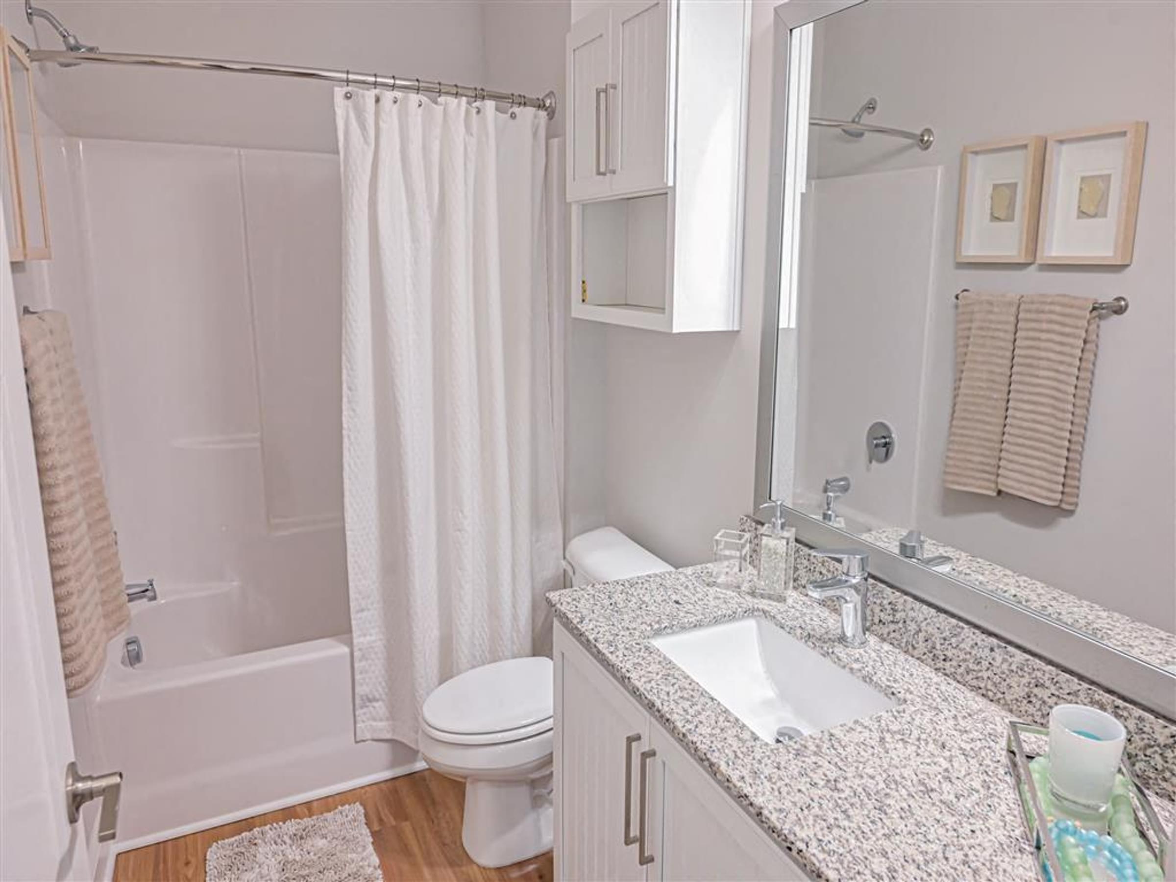 a bathroom with a sink toilet and a shower